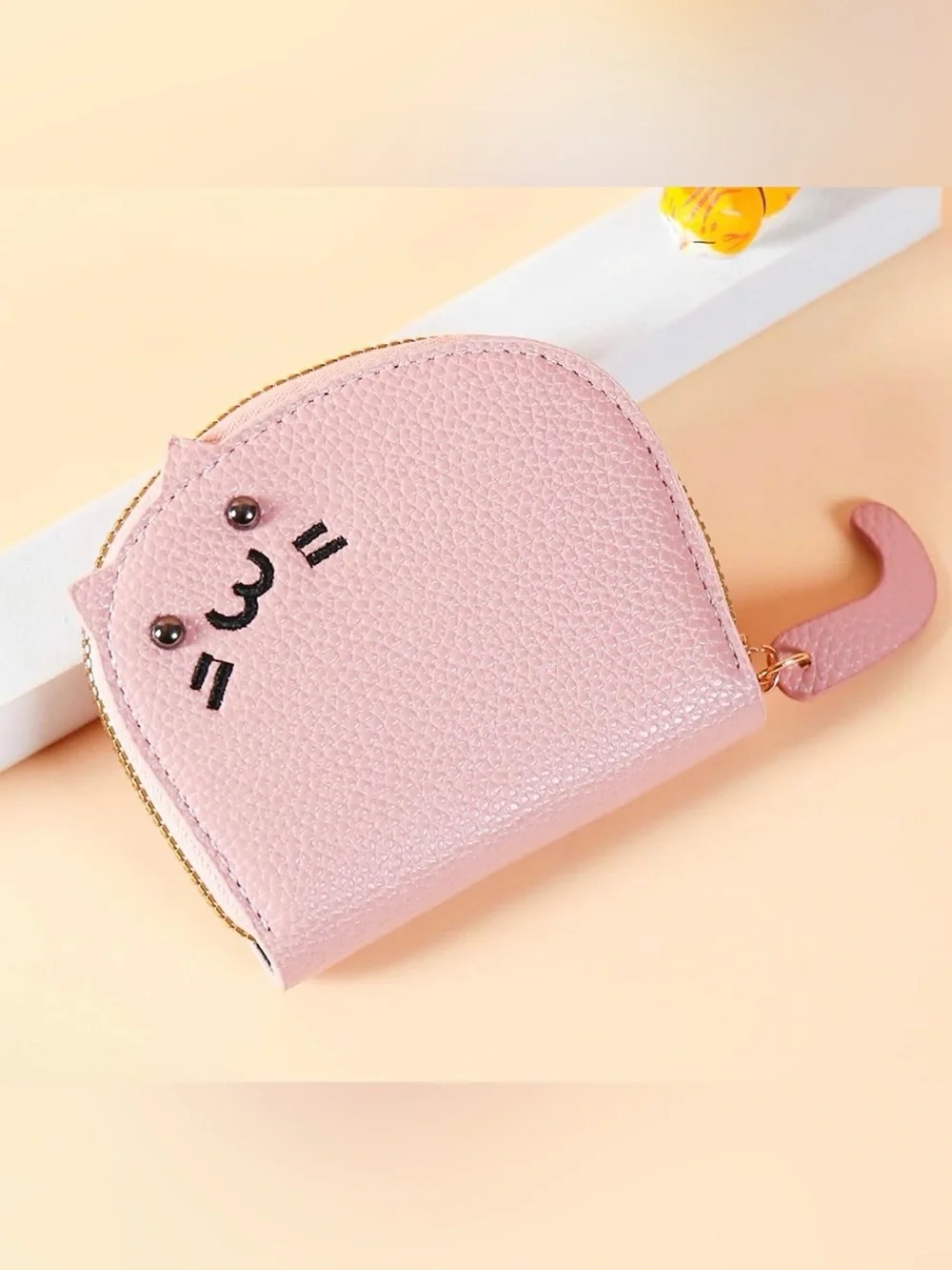 Pink Cat Face Card Coin Purse